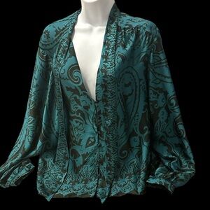 Zara Printed Oversized Long Sleeve Satin tie Shirt